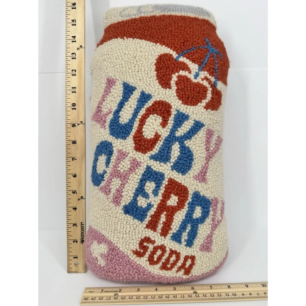 Soda‎ Pop Pillow Hooked Wool Americana Soda Fountain Decor Retro